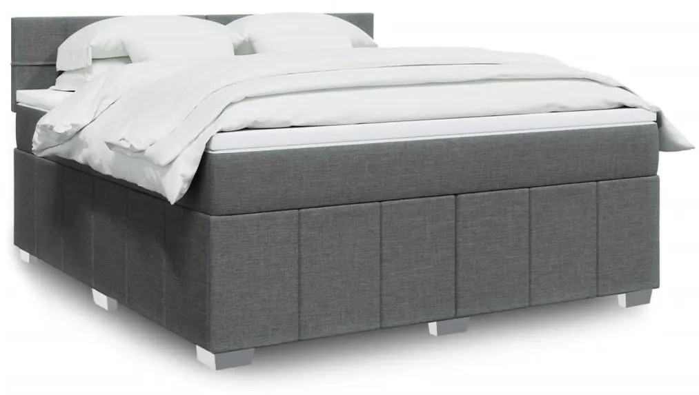 vidaXL Cama com molas/colchão 180x200 cm tecido cinzento-escuro