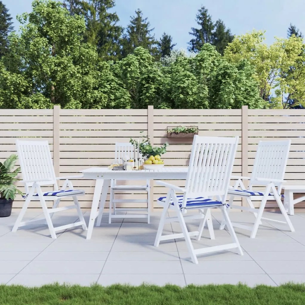 vidaXL Almofadões p/ cadeira 4pcs 40x40x4 cm tecido riscas azul/branco