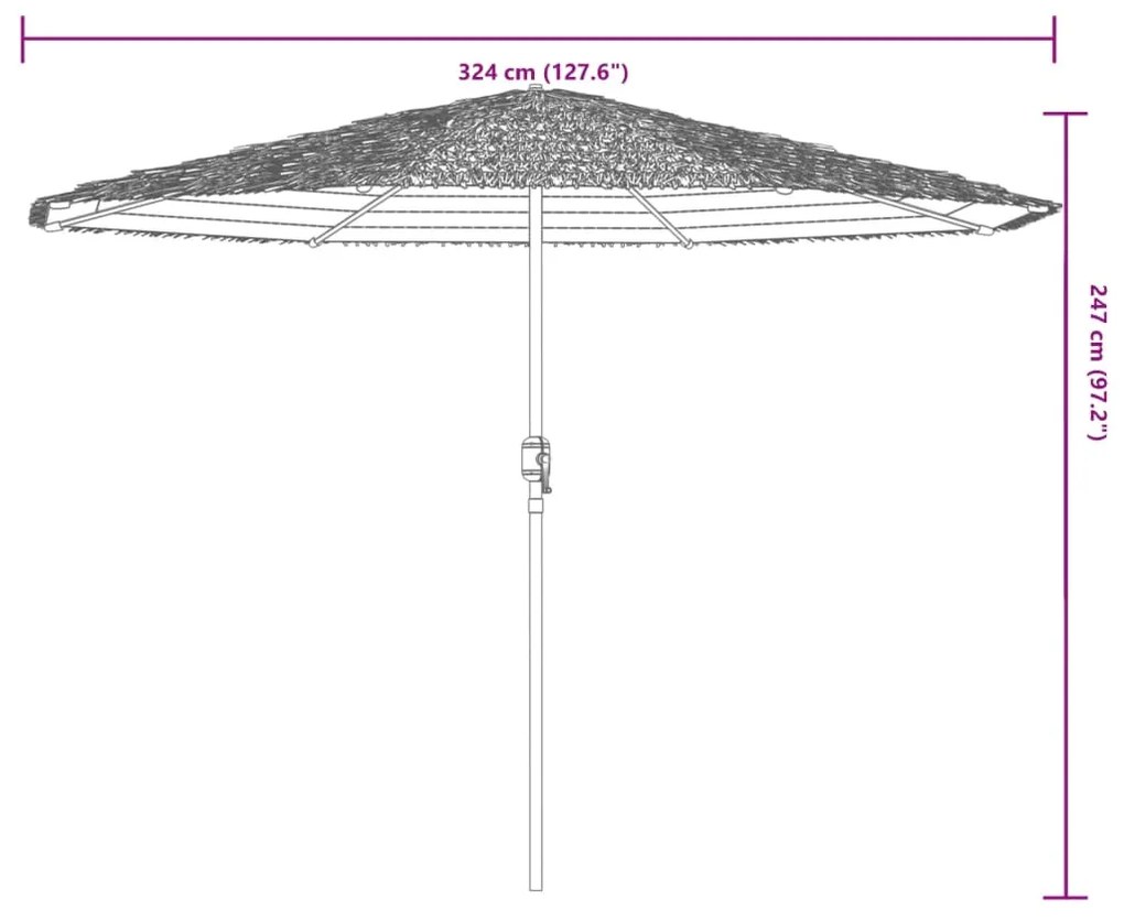 Guarda-sol de jardim com poste de aço 324x324x247 cm castanho