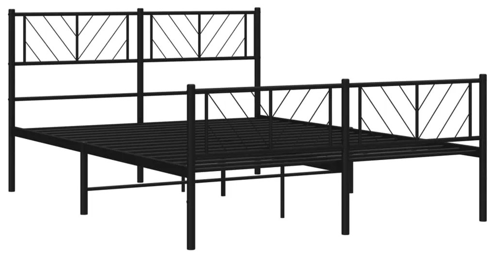 Estrutura de cama com cabeceira e pés 160x200 cm metal preto