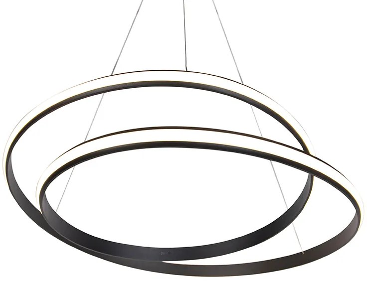 Candeeiro de suspensão moderno preto 74 cm com LED - Rowan Moderno