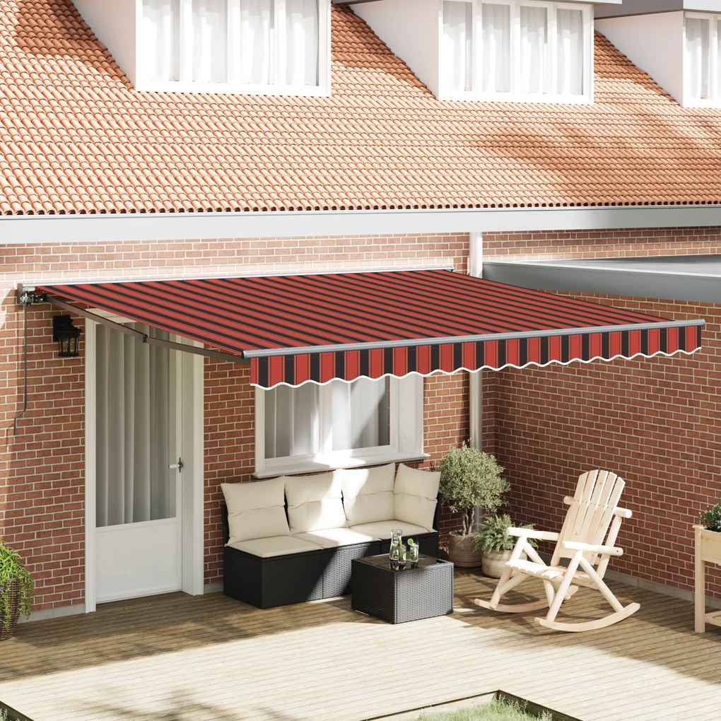 Toldo Retrátil Manual vidaXL Laranja e Marrom 400x300 cm