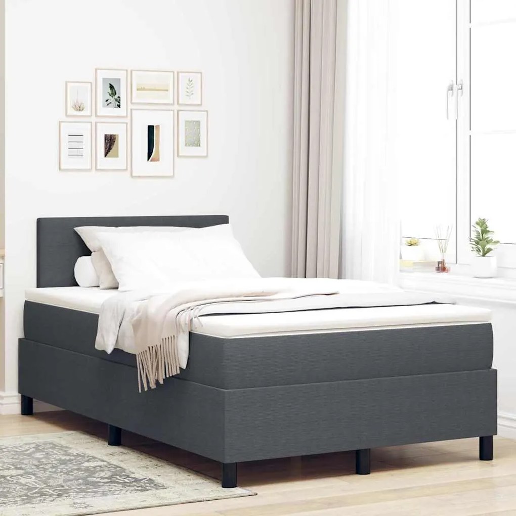vidaXL Cama Box Spring LED Cinza Escuro e Branco 120 x 190 cm