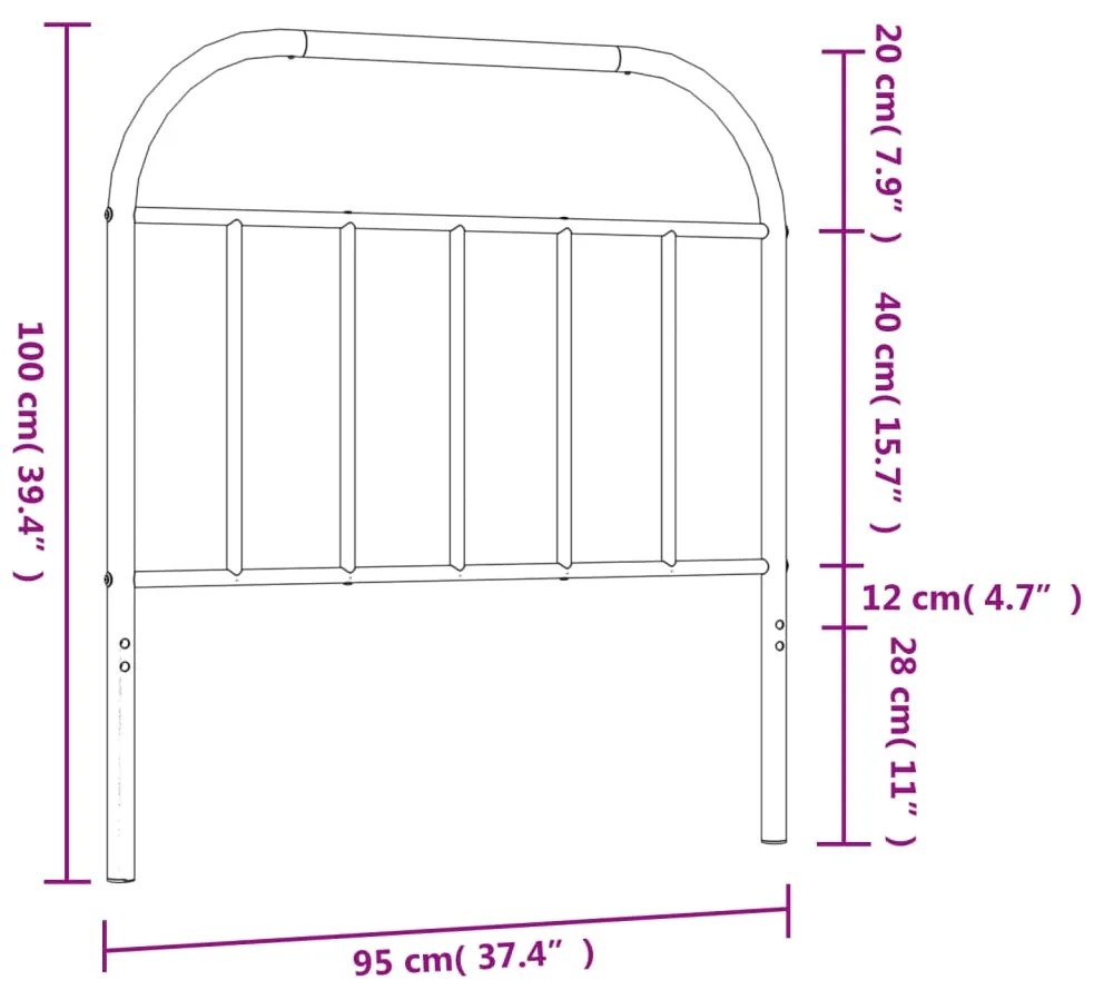Cabeceira de cama 90 cm metal branco