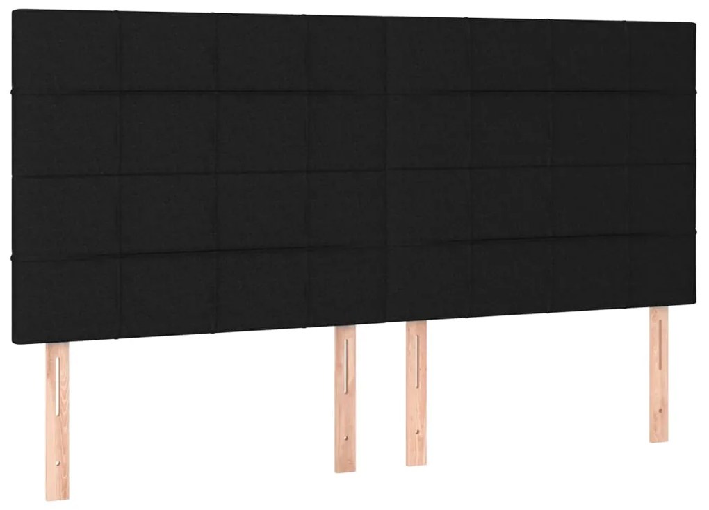 Cabeceira de cama c/ luzes LED tecido 160x5x118/128 cm preto