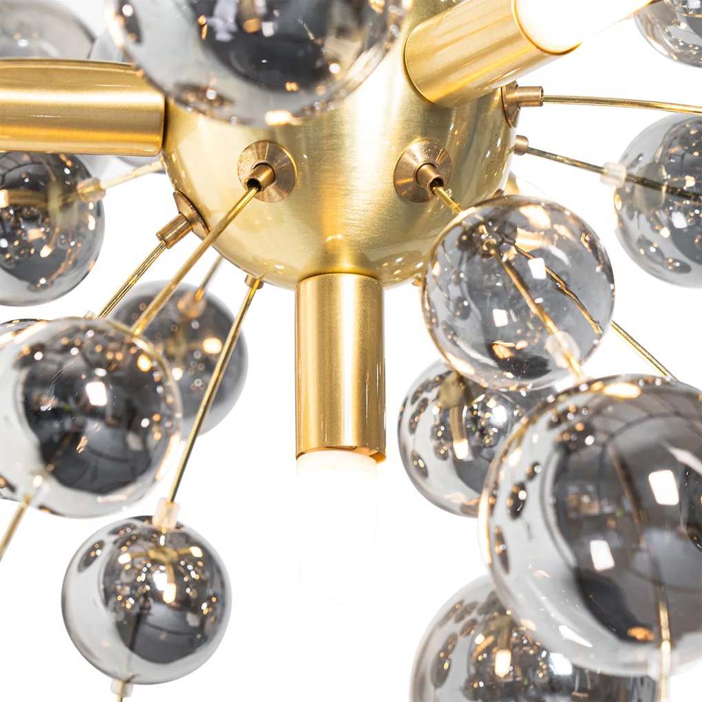 Candeeiro de suspensão design latão com vidro fumê 4-luzes - Explode Design