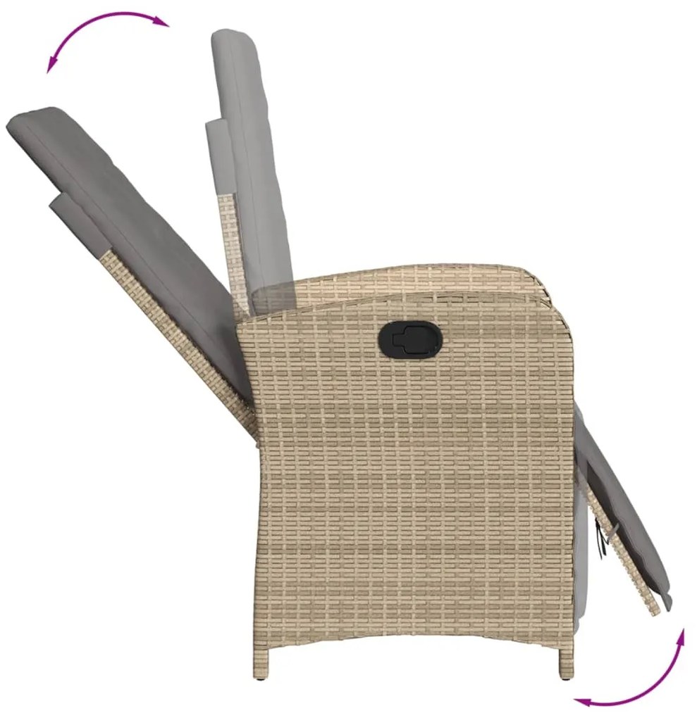 5 pcs conjunto de jantar p/ jardim com almofadões vime PE bege