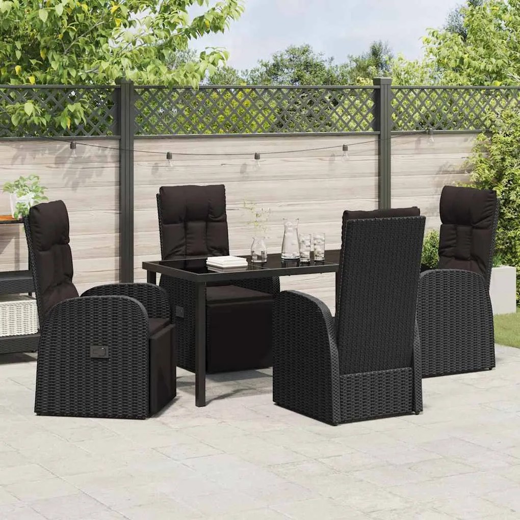 Cadeiras de Jardim Reclináveis 5 pcs Preto 140 x 70 x 73 cm