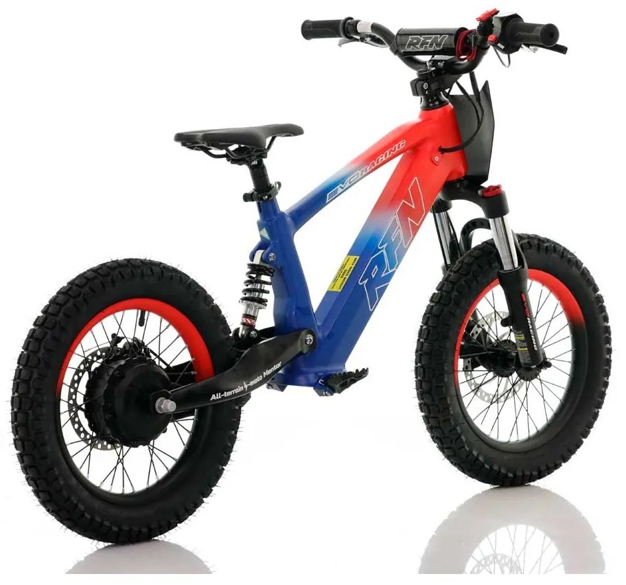 Bicicleta elétrica infantil 350W 16" Roan RXF Evo-S Azul e Vermelha