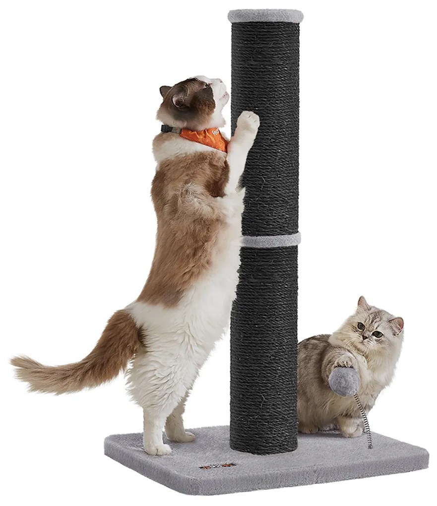 Arranhador para gatos com 85 cm de altura, bola de pelúcia e sino, preto