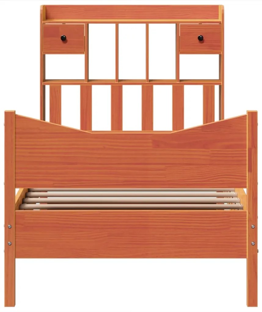 Cama sem colchão 90x190 cm madeira de pinho maciça castanho-mel