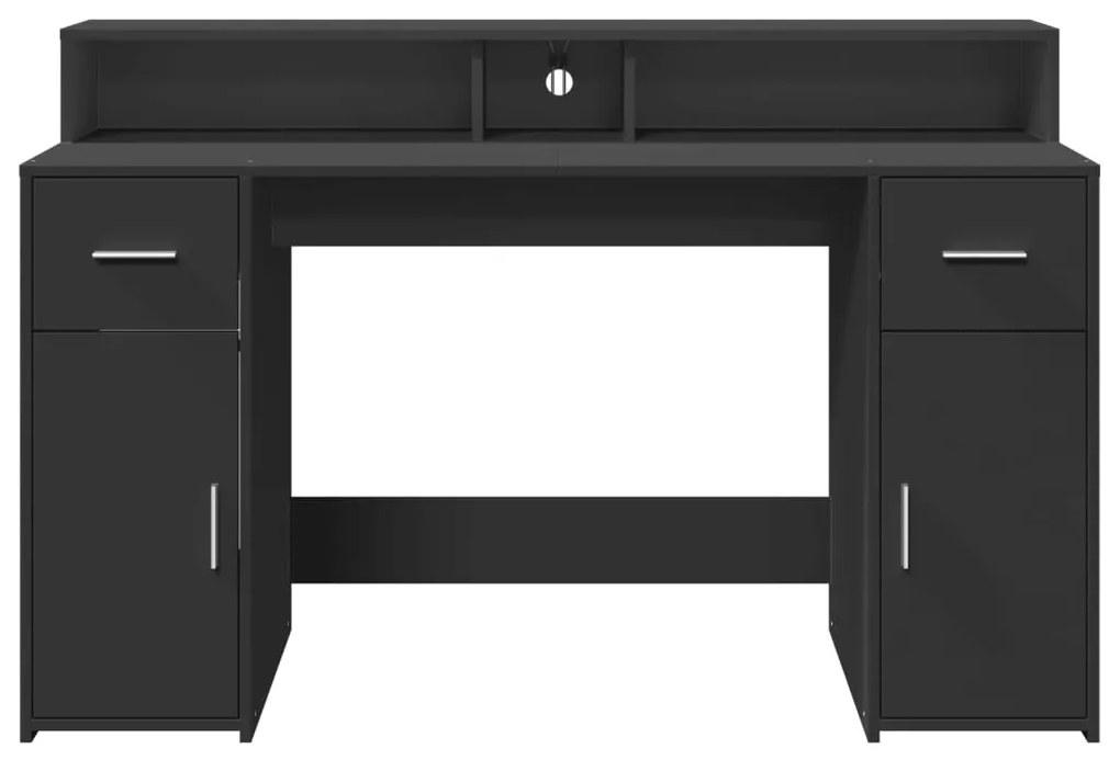 Secretária c/ luzes LED 140x55x91 cm derivados de madeira preto