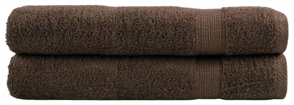 vidaXL Toalhas premium SOLUND 2 pcs 100x200 cm 600 gsm castanho
