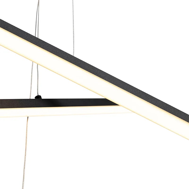 Candeeiro de suspensão preto com LED regulável em 3 etapas 6 luzes - Jolanta Moderno