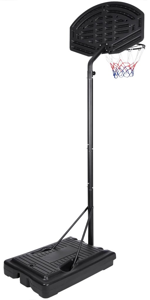 Cesto de basquetebol com rodas e altura ajustável 205-305 cm Preto + Vermelho + Cinzento