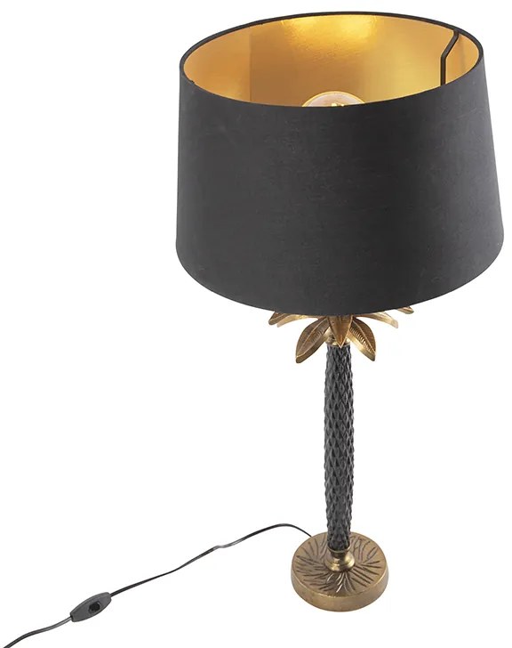 Candeeiro de mesa Art Deco bronze com abajur preto 35 cm - Areka Art Deco