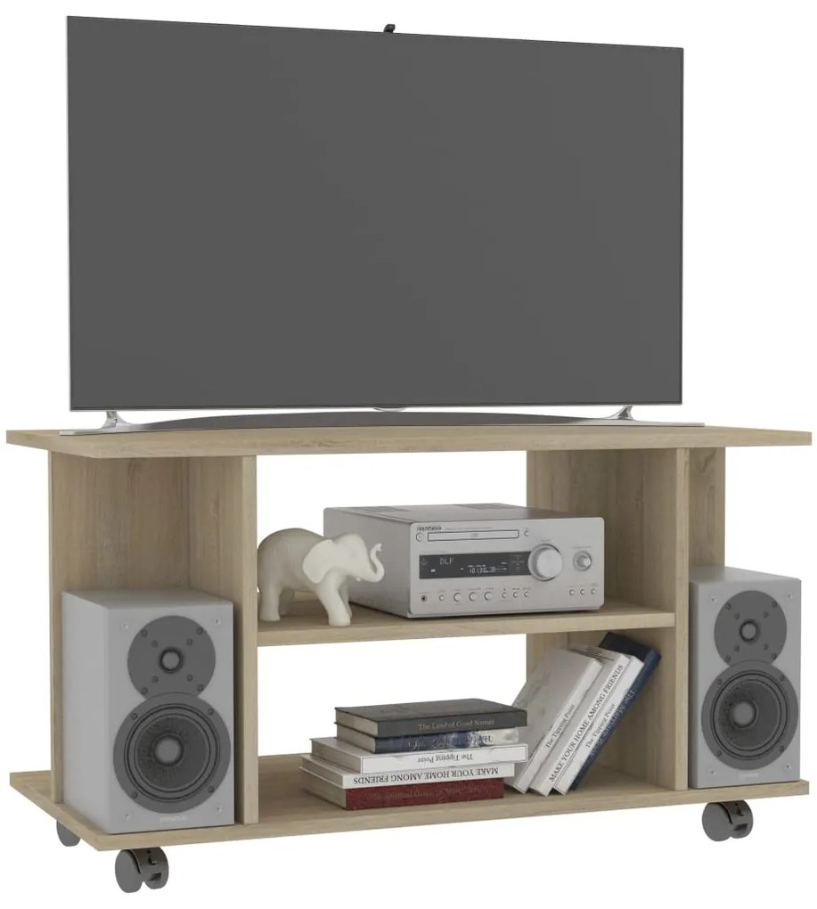 Móvel de TV com rodas 80x40x45 cm deriv.madeira carvalho sonoma