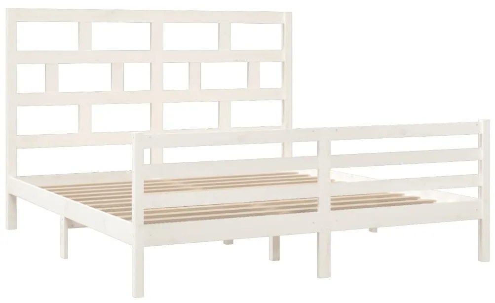 Estrutura de cama super king pinho maciço 180x200 cm branco