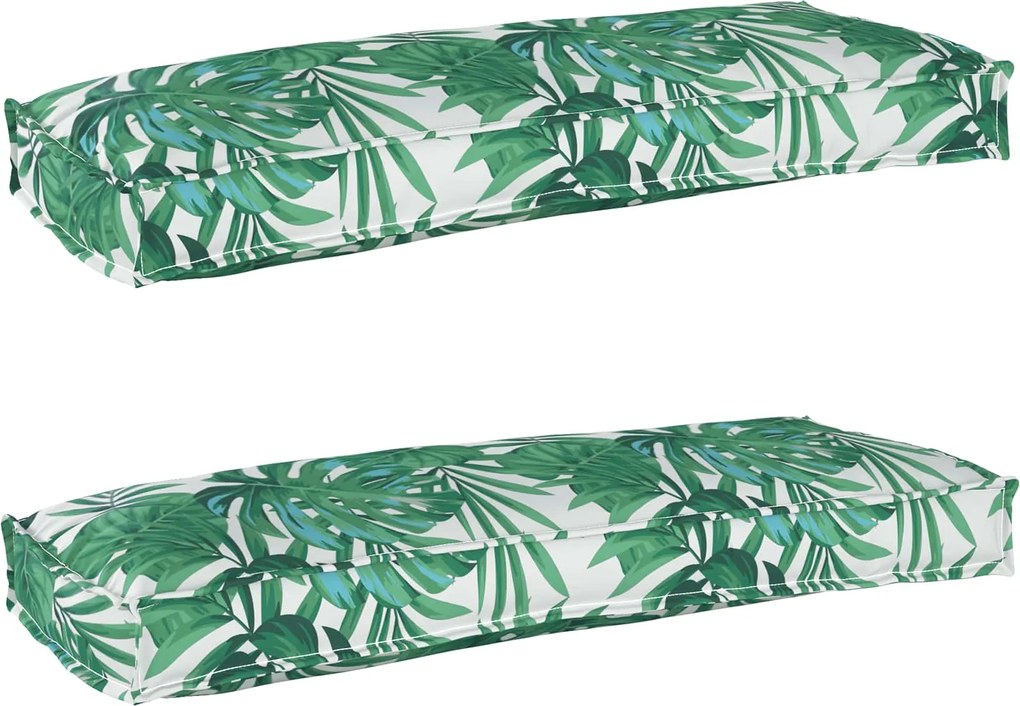 vidaXL Conjunto de Almofadas para Palete Floral 2 pcs Padrão de Folhas