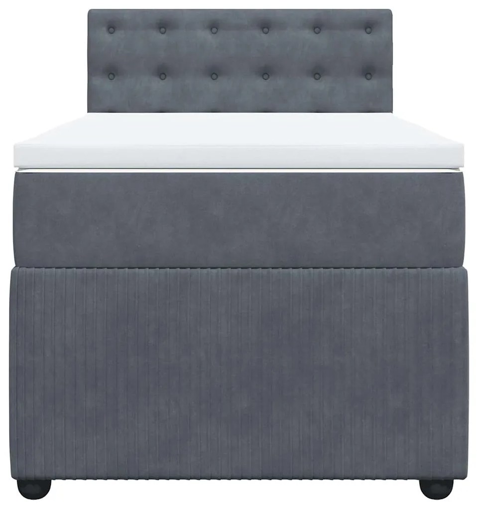 Cama com molas/colchão 90x200 cm veludo cinza-escuro