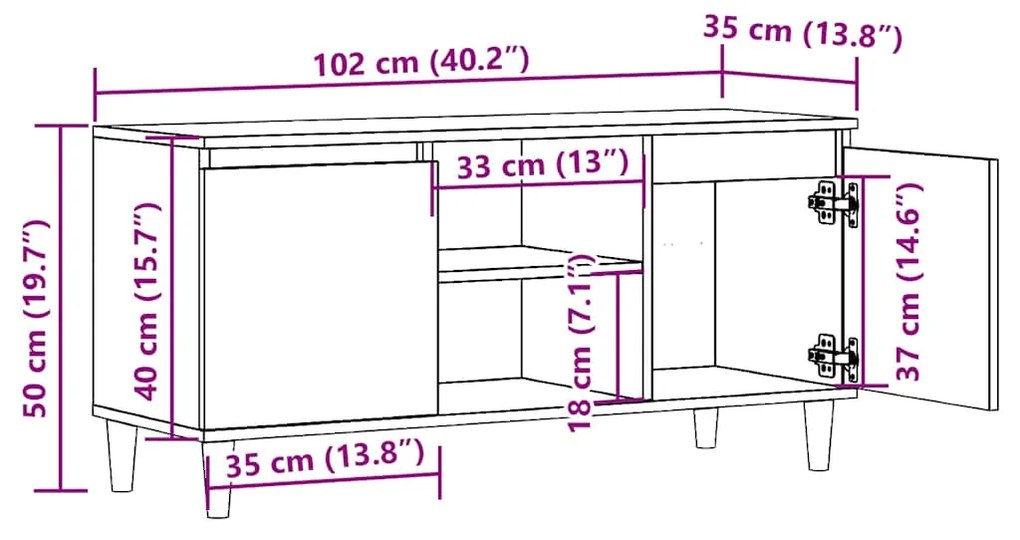 Móvel de TV 102x35x50cm derivados de madeira carvalho artisiano