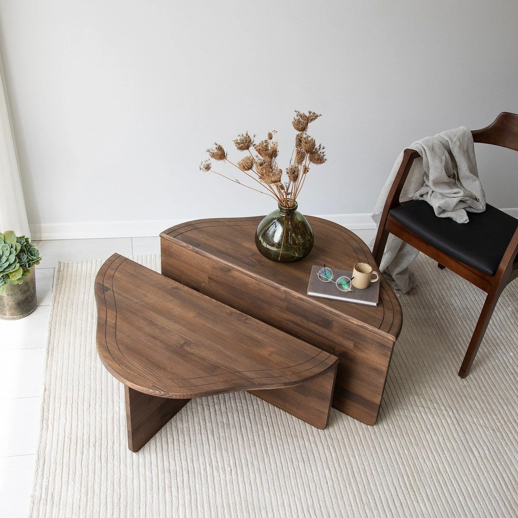 Mesa de Café Altopiano - Nogueira - 90cm x 40cm x 45cm & 90cm x 32cm x