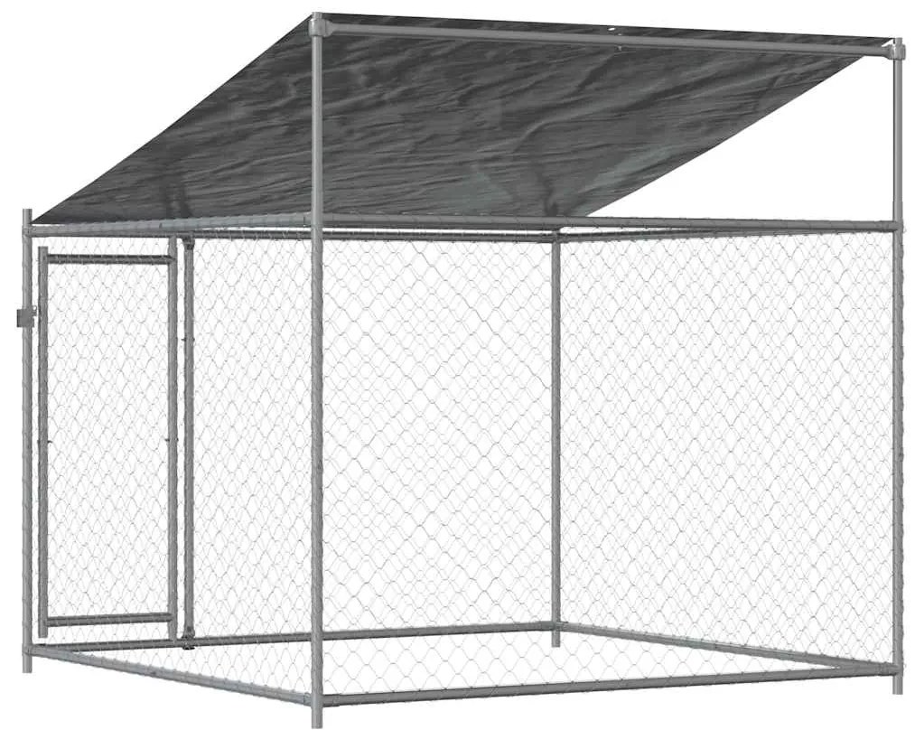 Jaula para cão com telhado/porta 2x2x2 m aço galvanizado cinza