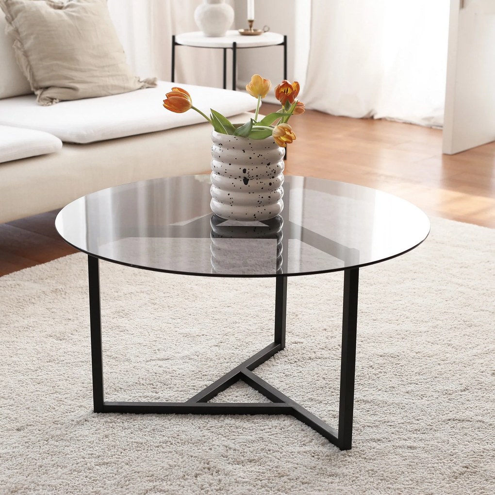 Mesa de Centro Trio Sehpa – Preto Fumê – 75x42x75 cm
