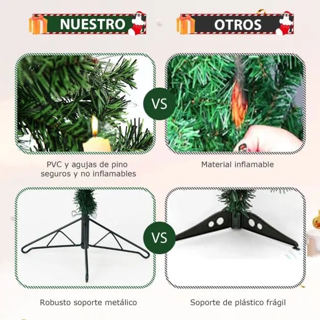 Meia árvore de Natal de 2,1 m com 403 ramos e 150 luzes LED com suporte metálico dobrável Verde