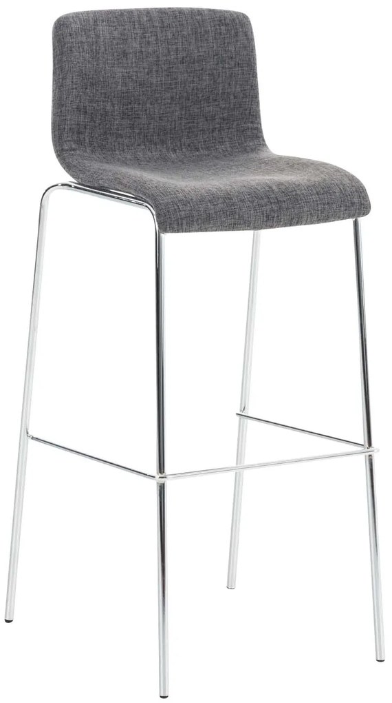 Conjunto de 2 bancos de bar Hoover em tecido e com estrutura cromada 43 x 100 x 48 cm Cinzento