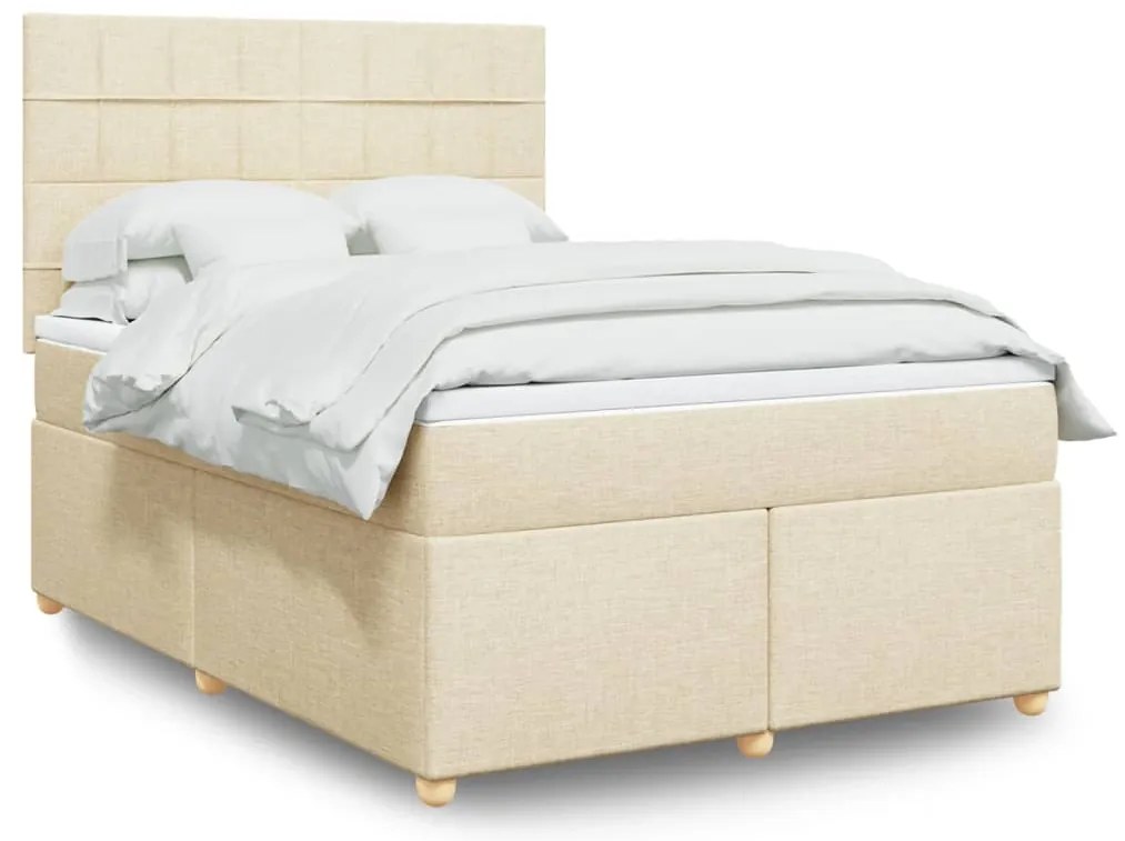 Cama com molas/colchão 140x200 cm tecido cor creme