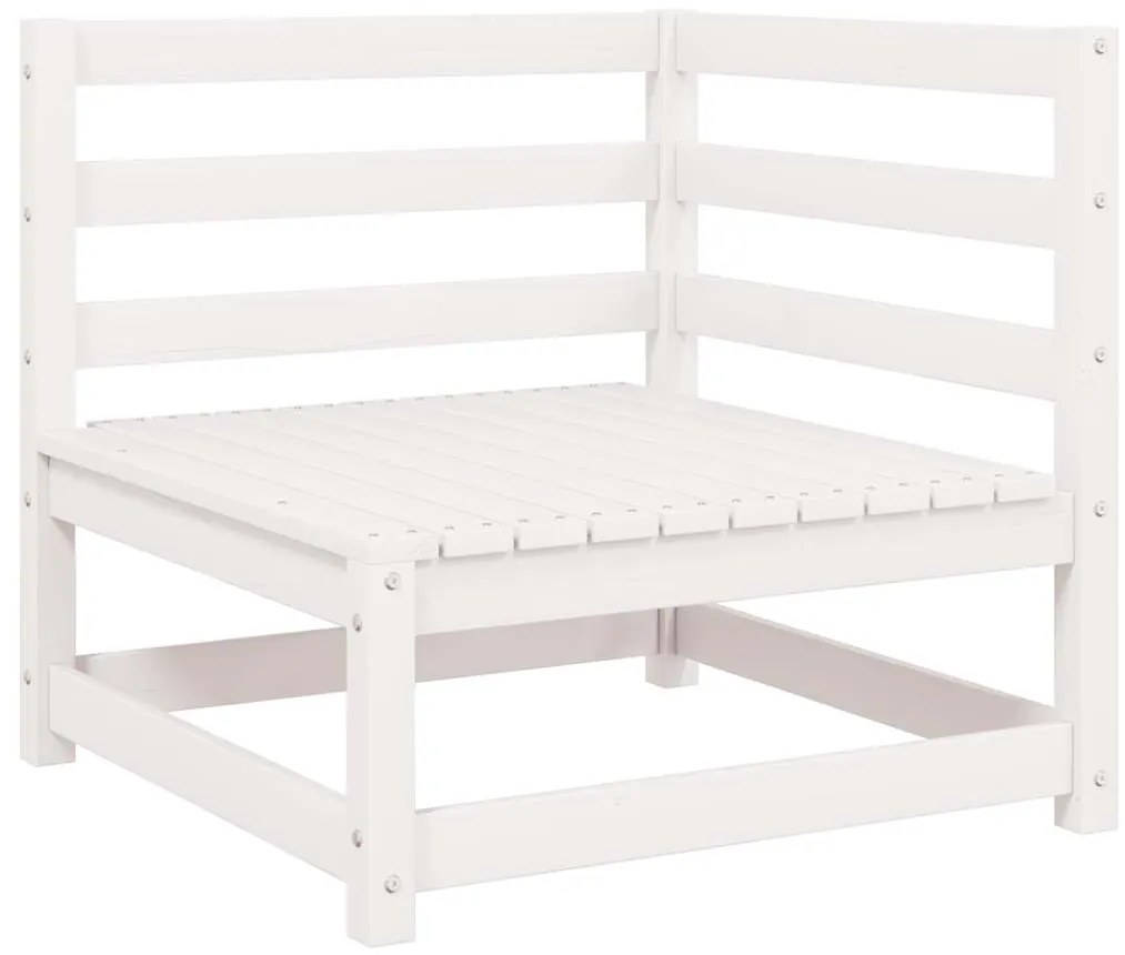 Sofás de canto para jardim 2 pcs madeira de pinho maciça branco
