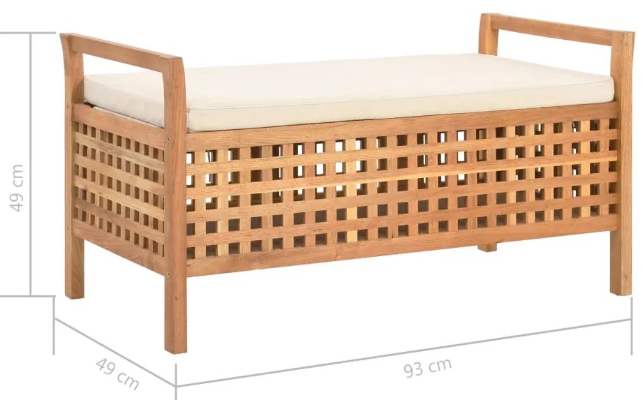 Banco de arrumação 93x49x49 cm madeira de nogueira maciça