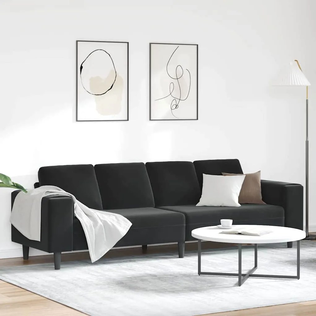Conjunto de Sofás Preto Veludo