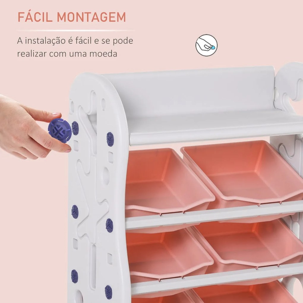 Estante Infantil Tulip - Branco e Coral - Design Moderno