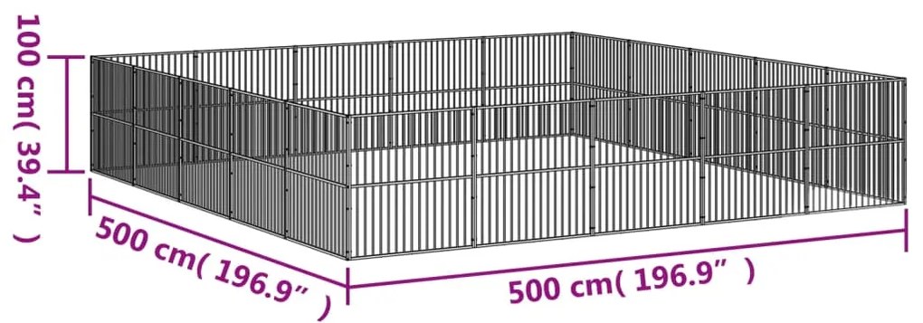 Parque para cães com 20 painéis aço galvanizado preto