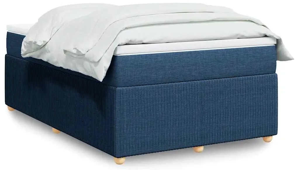 Cama boxspring com colchão 120x190 cm tecido azul