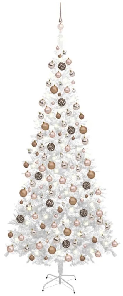 vidaXL Árvore Natal artificial pré-iluminada c/ bolas branco