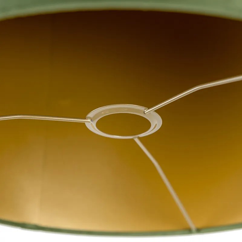 Abajur de veludo verde 40/40/40 com interior dourado