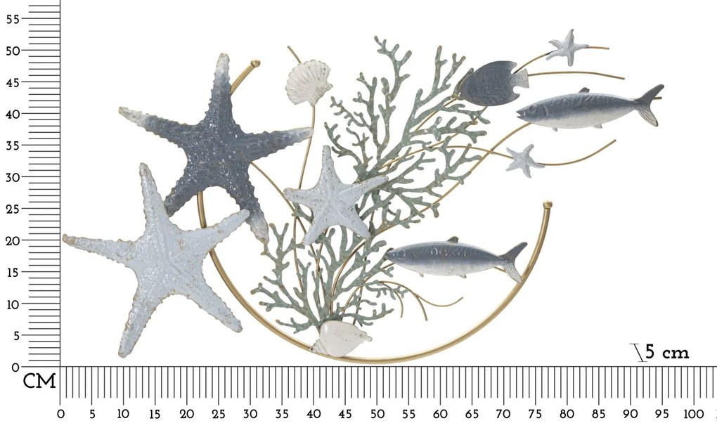 PAINEL DE PAREDE DE FERRO SEA STAR 95,3X5X53,3 CM MULTICOLORIDO