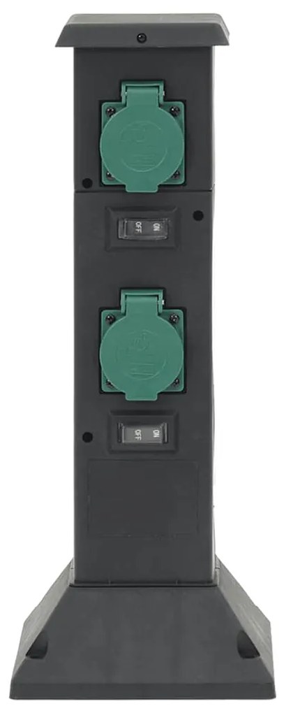 Coluna de tomadas p/ exterior 4 vias 16x16x39,5 cm preto/verde