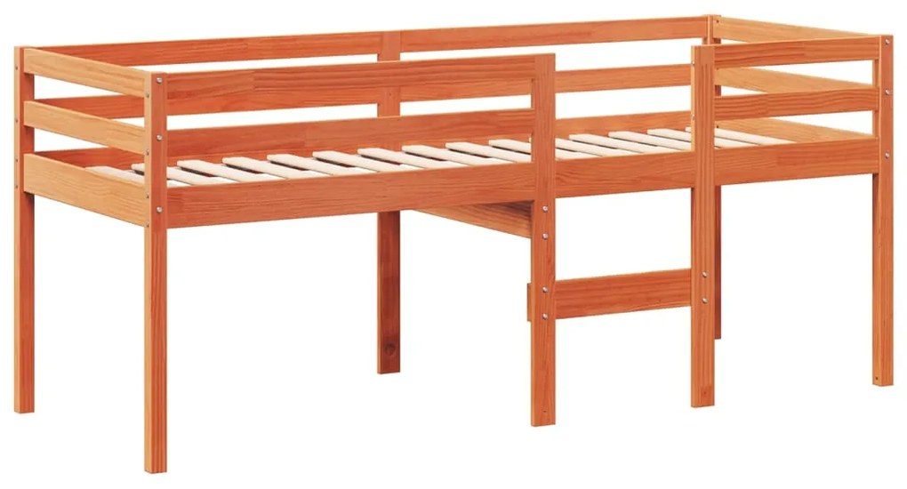 Cama alta com telhado 75x190 cm pinho maciço castanho-mel