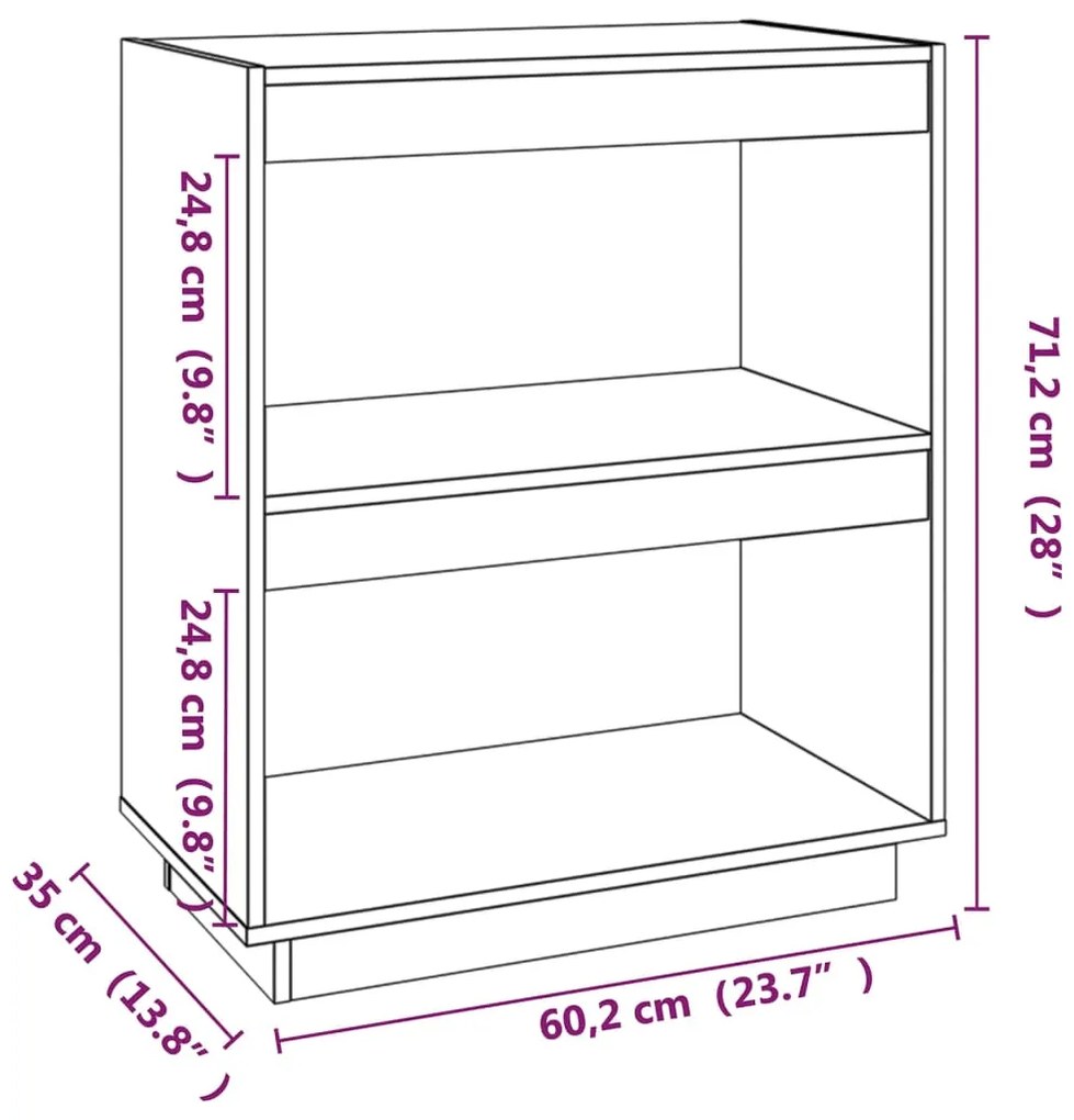 Estante Lila - Cor Castanho Mel - 60 x 35 x 71 cm - Em Madeira de Pinh