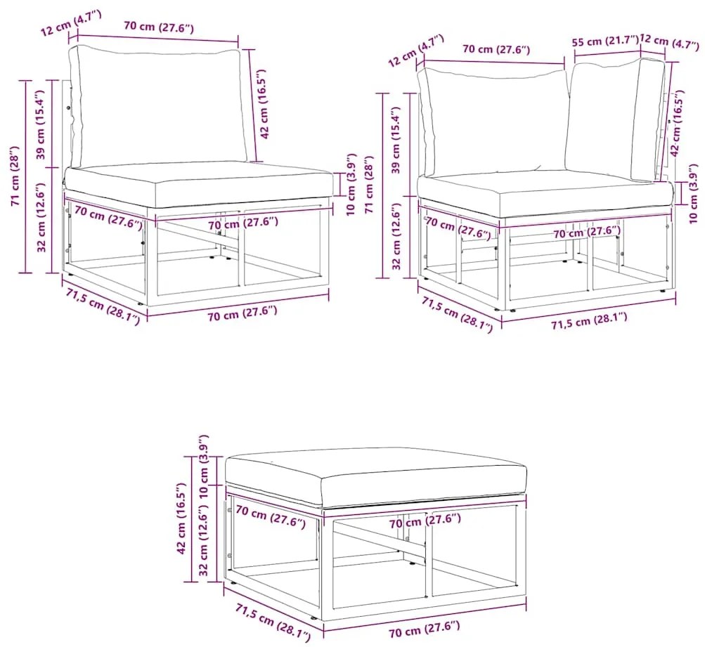 Conjunto de Sofá de Jardim 5 pcs Preto 211,5 x 211,5 x 71 cm