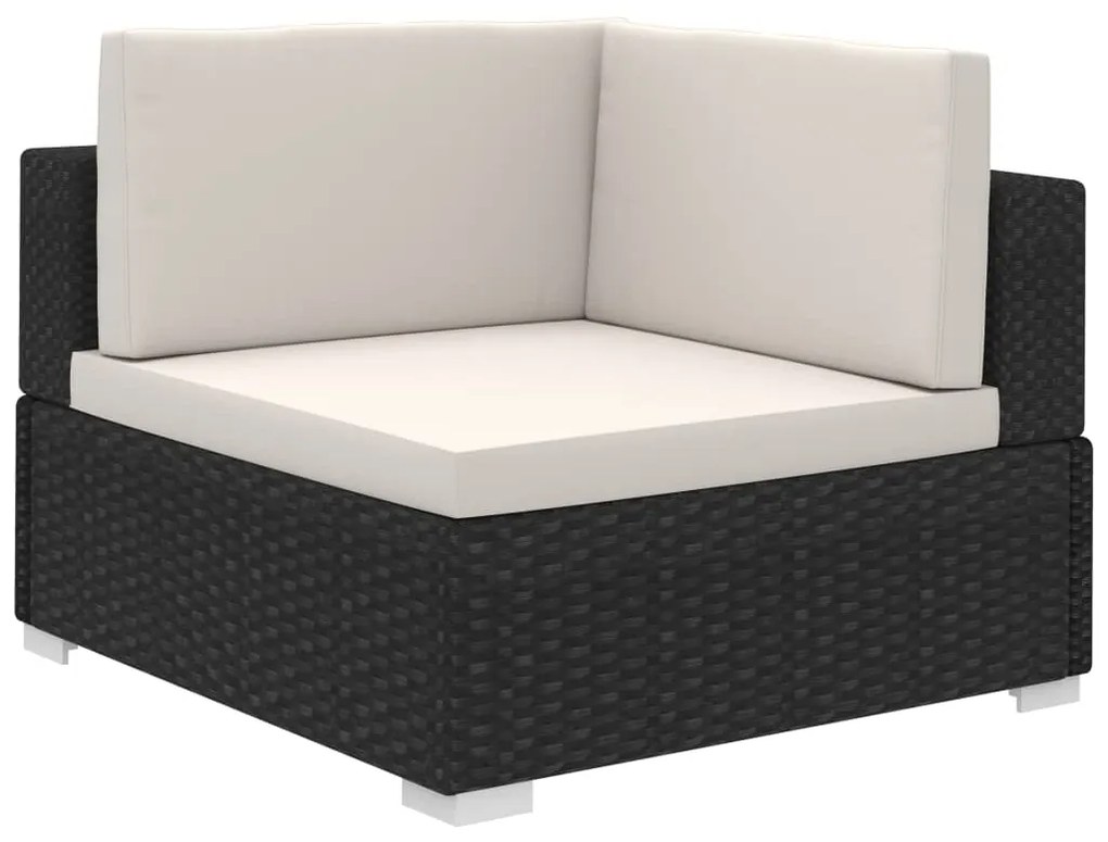 12 pcs conjunto lounge de jardim c/ almofadões vime PE preto