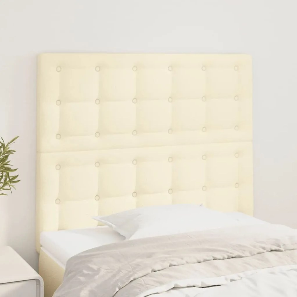 vidaXL Cabeceira de cama 2 pcs couro artificial 90x5x78/88 cm creme