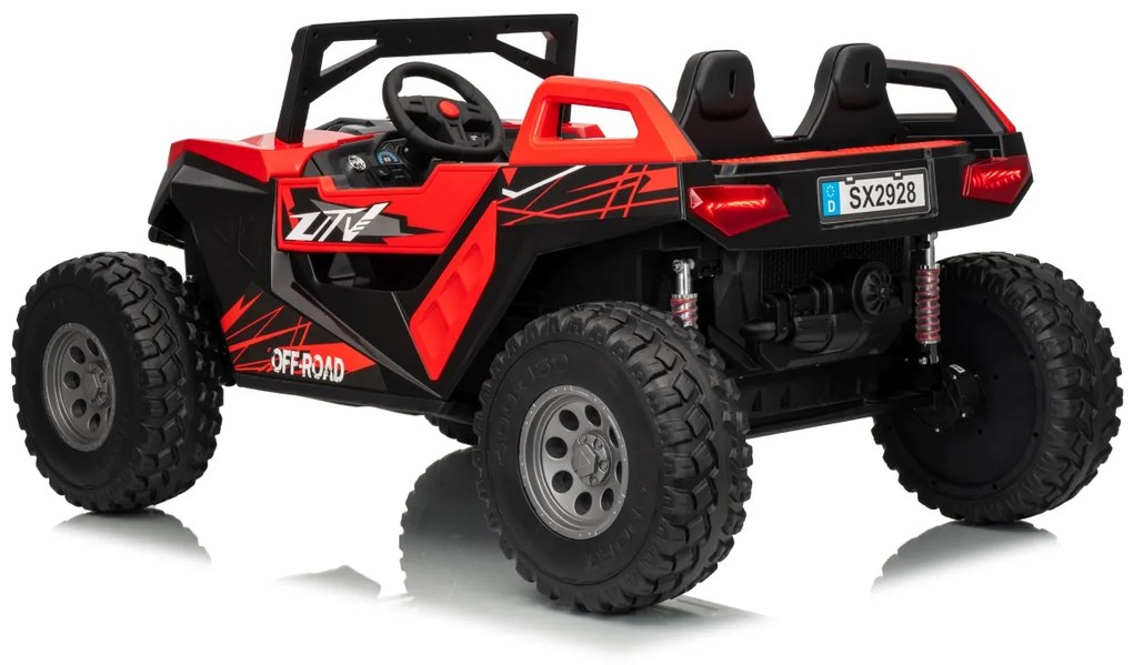 Buggy elétrico para Crianças 24V 2 Lugares RTR Monster Speed ​​4x4, Rodas Espuma EVA, assento couro ecológico Vermelho