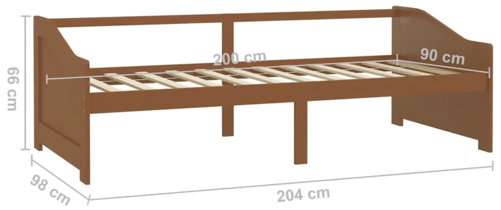 Sofá-cama de 3 lugares 90x200 cm pinho maciço castanho mel