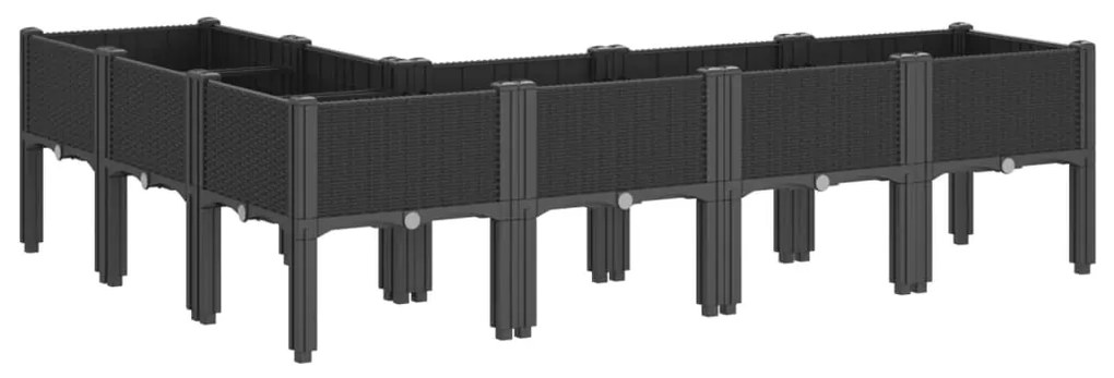 Vaso/floreira de jardim c/ pernas 160x120x42 cm PP preto