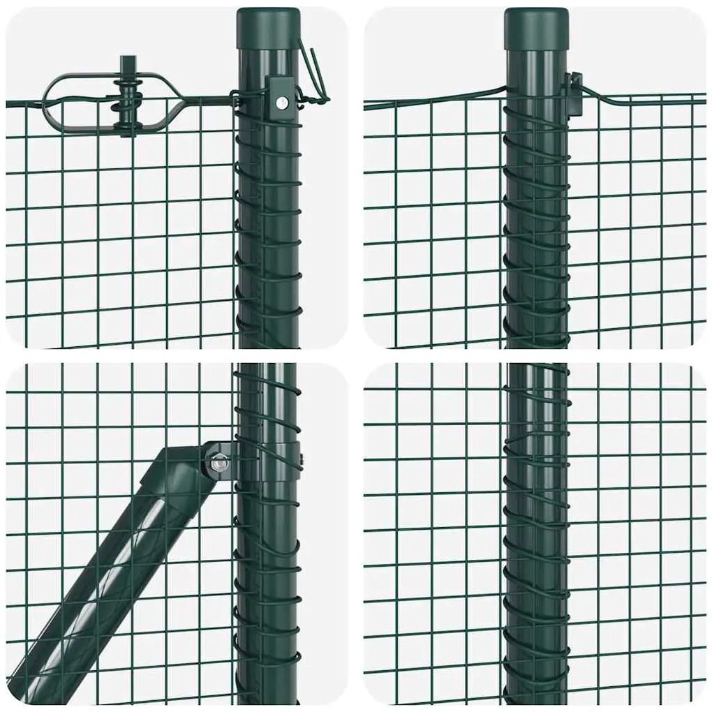 Cerca de Arame Soldado com 13 Postes com Flange Verde 0,6x25 m Aço